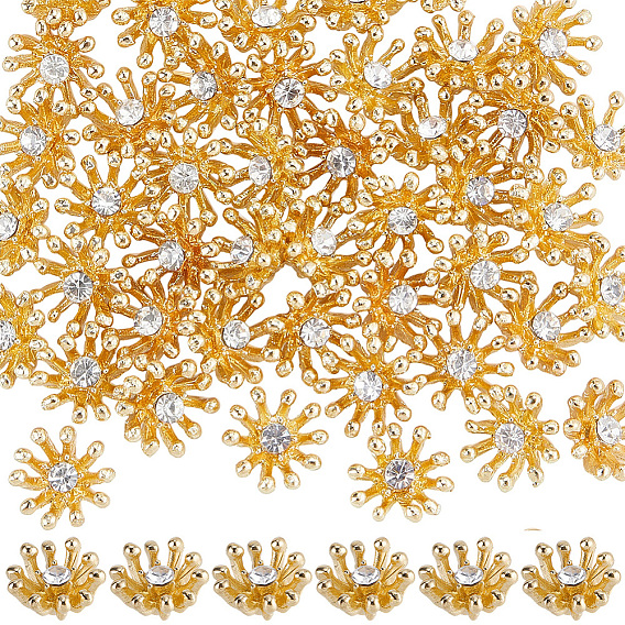 50Pcs Zinc Alloy Crystal Rhinestone Cabochons, Flower