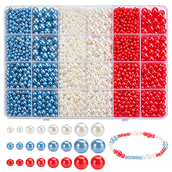 12 стиль бусины из искусственного жемчуга из АБС-пластика, круглые, центральное просверленное отверстие