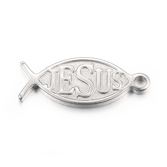 304 Stainless Steel Pendants, For Easter, Ichthys with Word Jesus