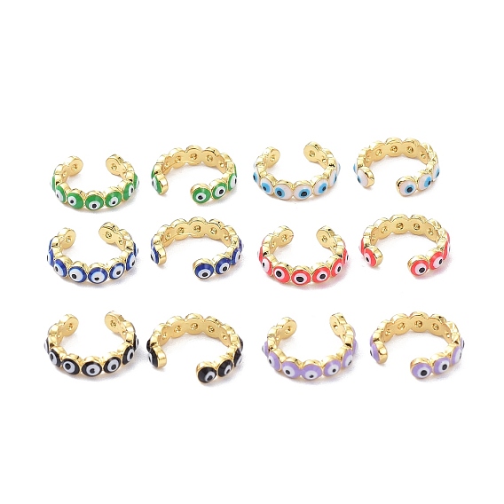 Серьги-манжеты с эмалью из латуни, реальный 18 k позолоченный, злые глаза, без кадмия и без свинца