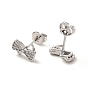 Clear Cubic Zirconia Bowknot Stud Earrings, Rack Plating Brass Jewelry for Women, Cadmium Free & Lead Free