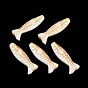 ABS Plastic Imitation Pearl Beads, Golden Metal Enlaced, Fish