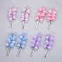 Eco-Friendly Transparent Acrylic Dangle Earrings, Cluster Earrings, with Frosted Transparent Acrylic Petal, 304 Stainless Steel Pendants and Brass Earring Hooks