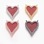 Brass Micro Pave Cubic Zirconia Pendants, with Enamel, Long-Lasting Plated, Heart, Lead Free & Nickel Free & Cadmium Free
