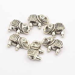 Tibetan Style Alloy Elephant Beads, 8.5x12x4mm, Hole: 0.8mm