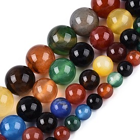 Бусины из натурального агата (окрашенные и нагретые), гладкий круглый