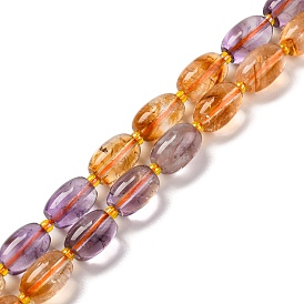 Natural Ametrine Beads Strands, Barrel, with Seed Beads