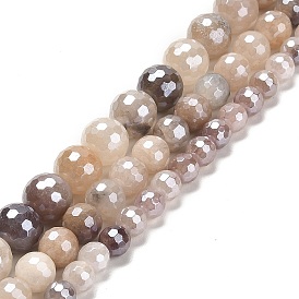 Electroplated Natural Lilac Jade Round Beads Strands, Faceted(128 Facets)