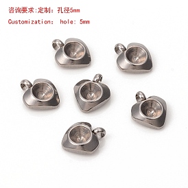 201 inoxydable supports de strass pendentif en acier, pour strass en rivoli, cœur