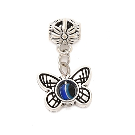 Tibetan Style Alloy Resin Pendants, Butterfly with Eye