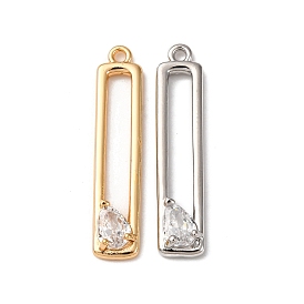 Латунные микропаве прозрачные подвески с фианитом, без кадмия, без никеля и без свинца, прямоугольные