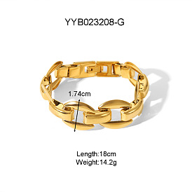 Классические 304 браслеты-цепочки из нержавеющей стали с овальными звеньями для унисекс, реальный 18 k позолоченный