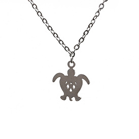 Polished Stainless Steel Turtle Pendant Necklace - European and American Style.