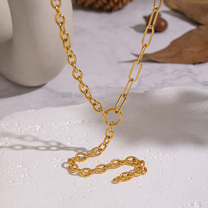 304 Колье из нержавеющей стали с цепочками и кисточками для женщин, ионное покрытие (ip)