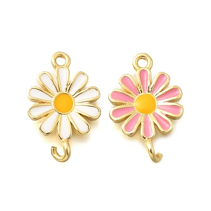 Подвески-соединители в виде цветков из латуни с эмалью, реальный 18 k позолоченный