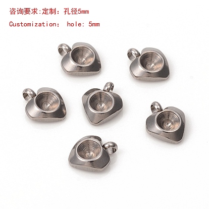 201 inoxydable supports de strass pendentif en acier, pour strass en rivoli, cœur