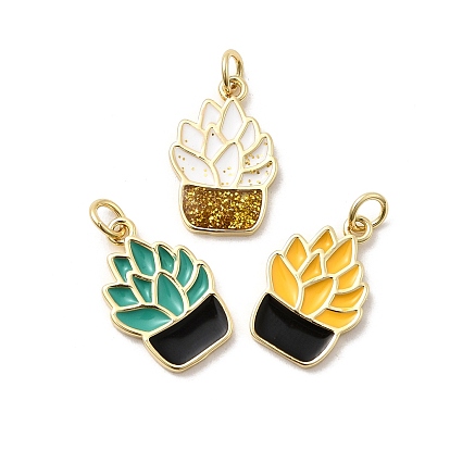 Латунь эмаль подвески, прелести растений, стойки покрытие, долговечный, без кадмия и без свинца, реальный 18 k позолоченный, с целью перехода в кольце