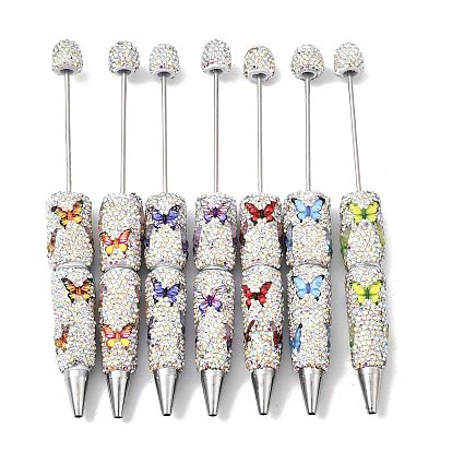 Шариковая ручка с шариком, украшенная стразами из сплава и полимерной глины в форме бабочки, бисерная ручка, для индивидуальной ручки с ювелирными бусинами