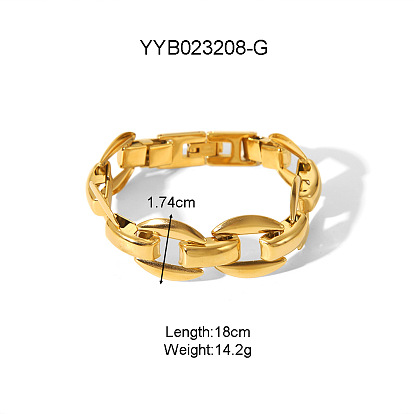 Классические 304 браслеты-цепочки из нержавеющей стали с овальными звеньями для унисекс, реальный 18 k позолоченный