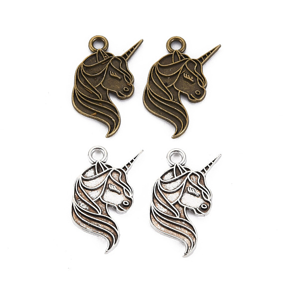 Сплавочные сеттинги для кулона, тибетский стиль, без кадмия и без свинца, единорог
