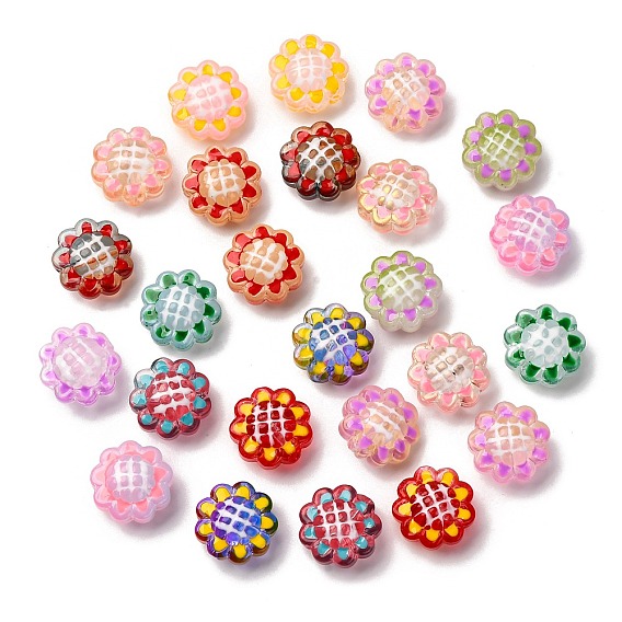 Стеклянные эмалевые бусины, бусины ручной работы, подсолнечник