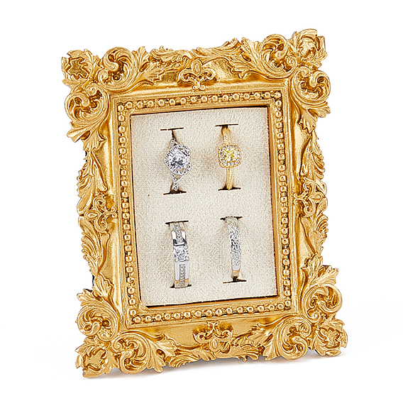 4-рамка для фотографий с прорезями, органайзер для колец из смолы с хлопковым и льняным паспарту и железной подставкой, фото реквизит, прямоугольные