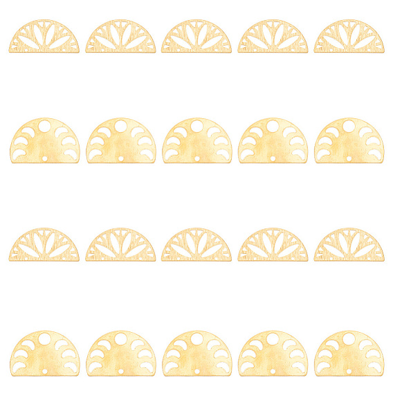 20шт 2 стили латунные подвески для разъемов, лазерная резка, полукруглые звенья