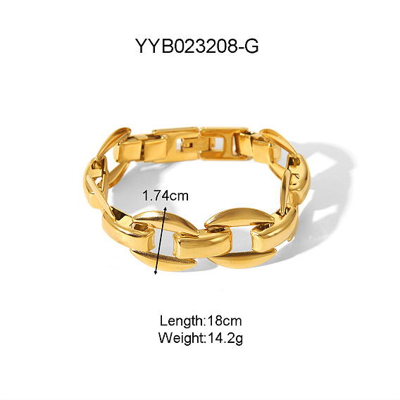 Классические 304 браслеты-цепочки из нержавеющей стали с овальными звеньями для унисекс, реальный 18 k позолоченный