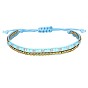 Bohemian Style Handmade Crystal Beaded Bracelet - Copper Beads, Woven, Wax Thread.
