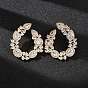 Brass Pave Cubic Zirconia Stud Earrings for Women, Teardrop