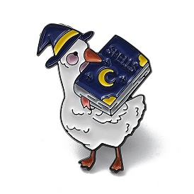 Duck Magician with Book Enamel Pins, Black Alloy Badge for Women