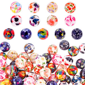 130шт. 13 цвета распыляемые полимерные бусины, круглые с листьев шаблон