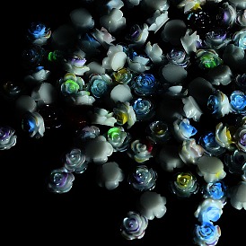 Кабошоны из светящейся непрозрачной смолы, цветок, два тона, светится в темноте