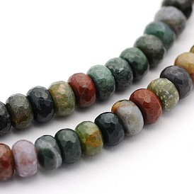 Natural Indian Agate Rondelle Strands, Faceted, 8x5mm, Hole: 1mm, about 75pcs/strand, 15.0"