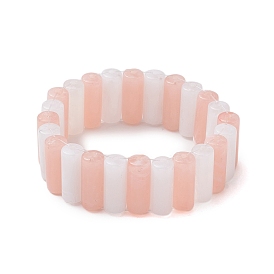 Two Tone Acrylic Column Beaded Stretch Bracelets for Women, White