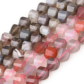 Природные Ботсвана агат бисер нитей, граненые, твист