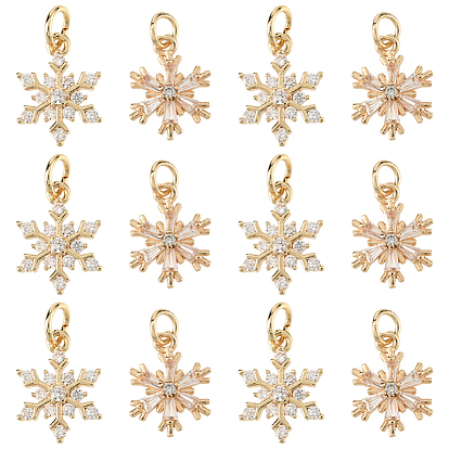 16 шт. 2 стили латунные микро-паве кубические циркониевые подвески, долговечный, с целью перехода в кольце, снежинка очарование