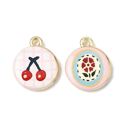 Печатные подвески сплава, плоские круглые прелести, долговечный, стойки покрытие, золотые