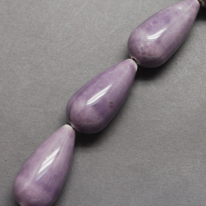 Manuell Porzellan Perlen, hell glasierten Porzellan, Tropfen, 30~32x15~16x15~16 mm, Bohrung: 1.5~3 mm