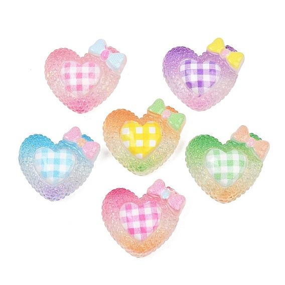 Transparente Harz-Email-Cabochons, schlichtes Herz mit Schleife