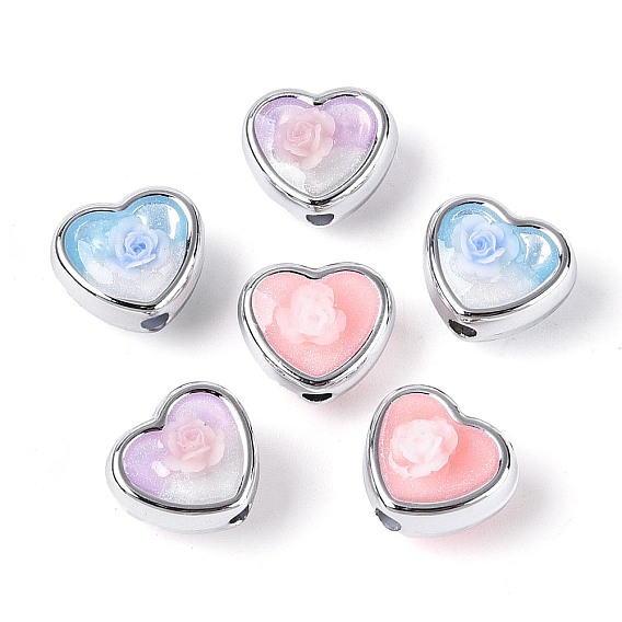 Подвески в виде сердца и цветов из смолы и ccb, с блеском порошок