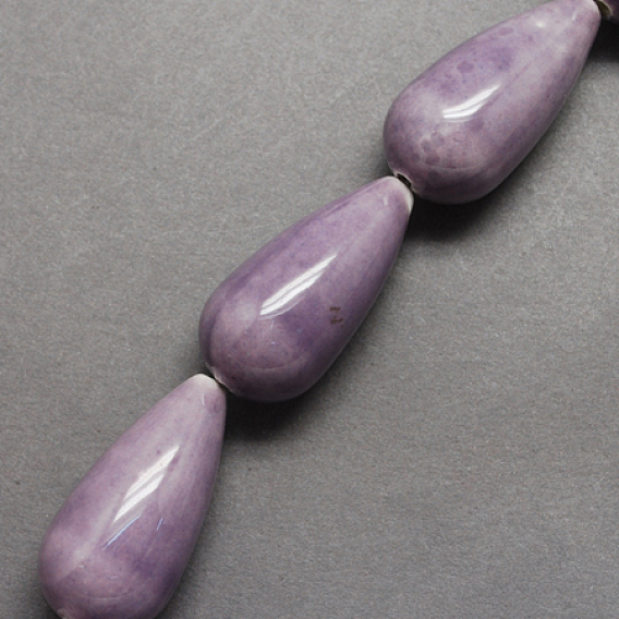 Handmade Porcelain Beads, Bright Glazed Porcelain, Drop, 30~32x15~16x15~16mm, Hole: 1.5~3mm