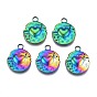 Rack Plating Rainbow Color 304 Stainless Steel Pendant Rhinestone Settings, Heart