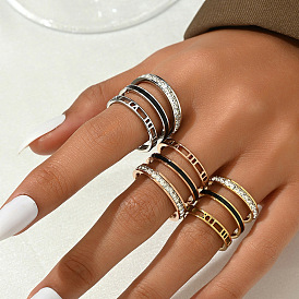 3 шт. полые 304 нержавеющая сталь микропаве прозрачный кубический цирконий с эмалированными кольцами