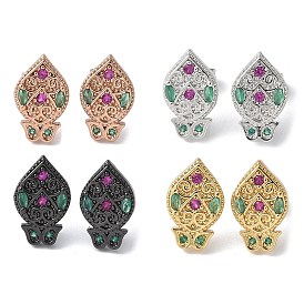 Серьги-гвоздики из латуни с микрокубическим цирконием, долговечный, без свинца и без кадмия, цветок