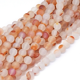 Natural Agate Beads Strands, Frosted, Dyed & Heated, Round