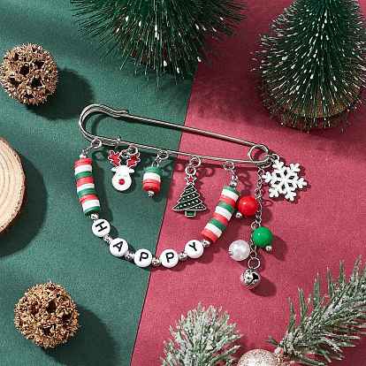 Броши-подвески из сплава эмали, акрила и полимерной глины на рождественскую тематику, железа килт контакты