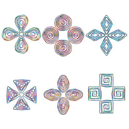 24Pcs 6 Style Eco-Friendly Iron Filigree Joiners Links, Cadmium Free & Lead Free, Mixed Shapes