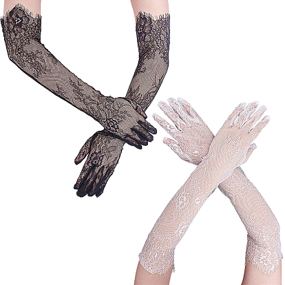 2 пары 2 цветные полиэстеровые длинные кружевные перчатки, для свадебных принадлежностей невесты