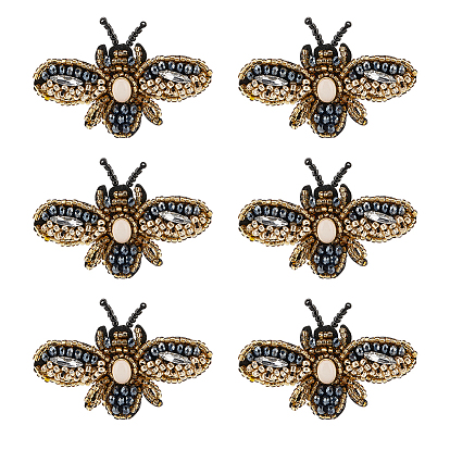 Bee Shape Felt Ornament Accessories, Rhinestone & Resin Beads Beading Appliques
